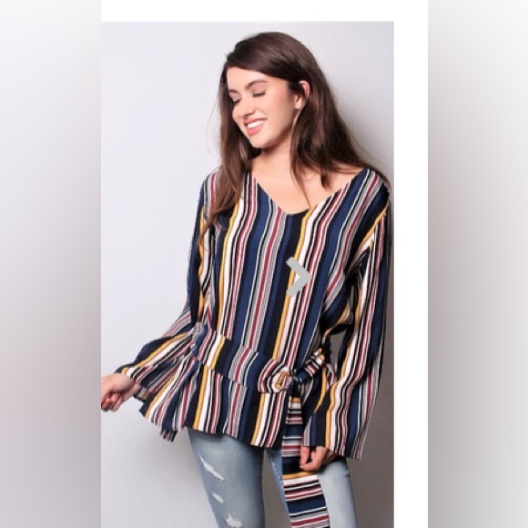 By Together Striped Belted Blouse - Picture 5 of 6